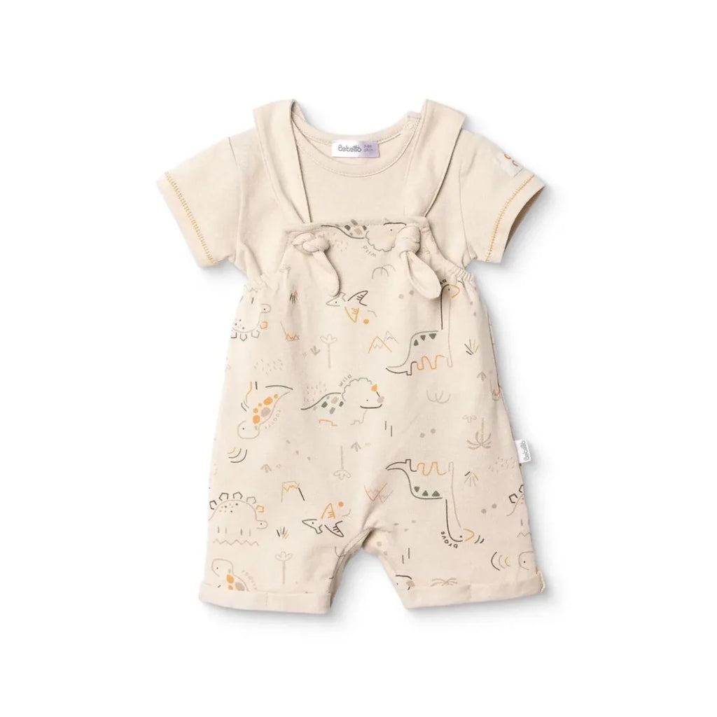 Bebetto Boys Short Dungarees & T-shirt - Beige