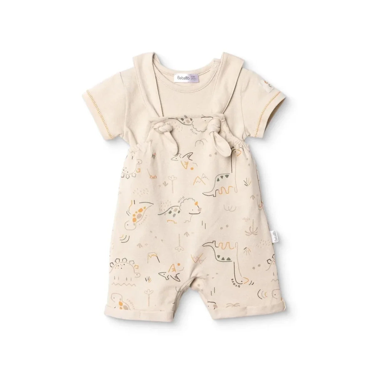 Bebetto Boys Short Dungarees & T-shirt - Beige