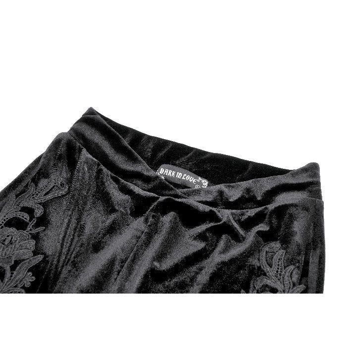 Dark in Love Erzebeth Black Velvet Lace Flare Trousers – Gothic Style