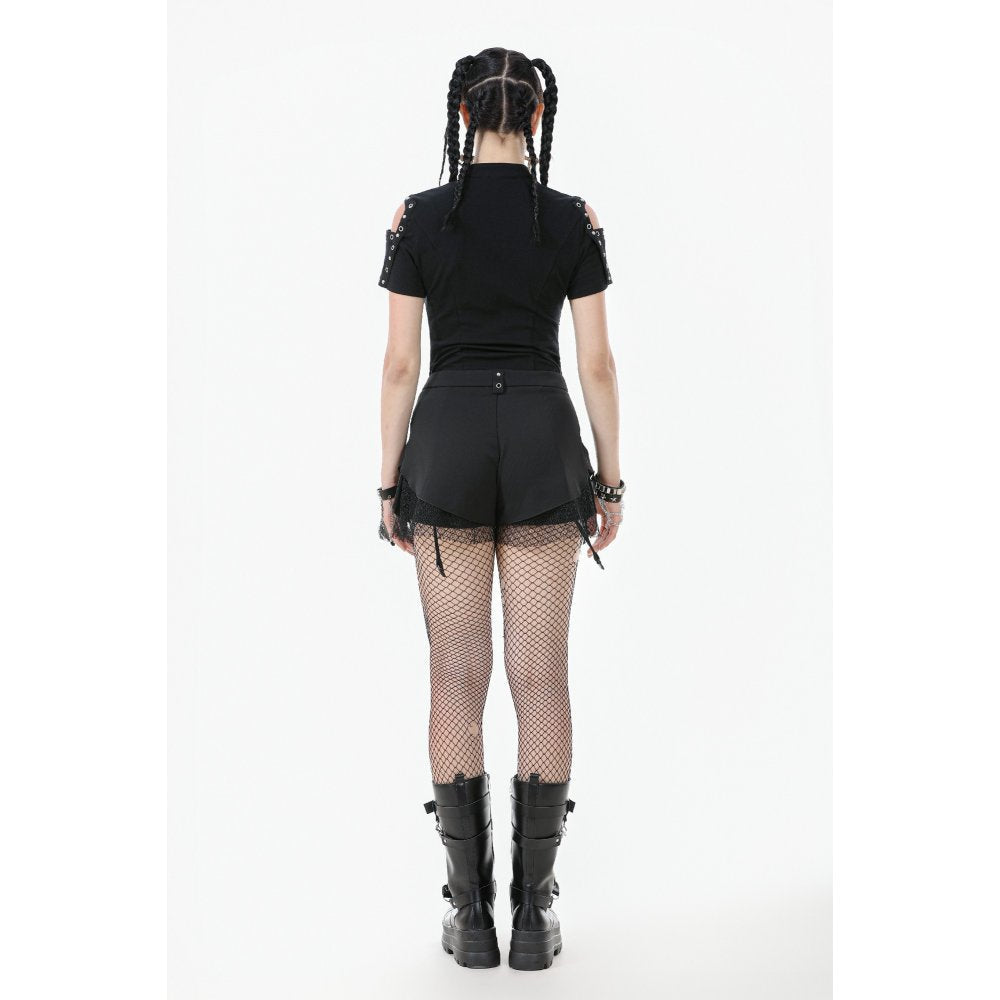 Dark in Love Lace-Up Convertible Goth Flare Trousers and Shorts