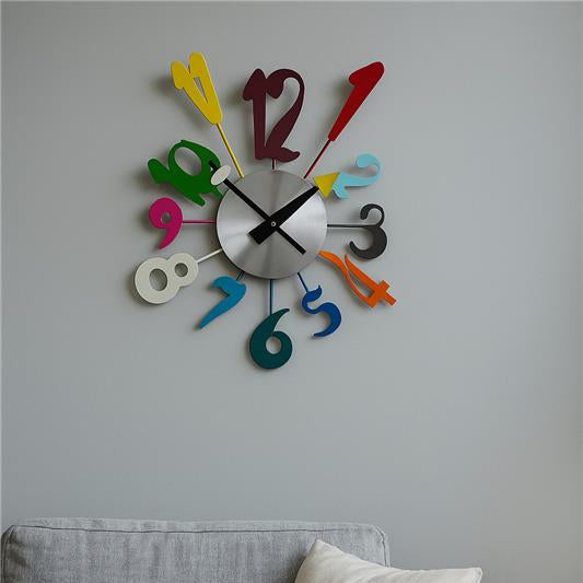 Orsina Franci Multi Colour Funky Numbers Wall Clock – Modern Decor