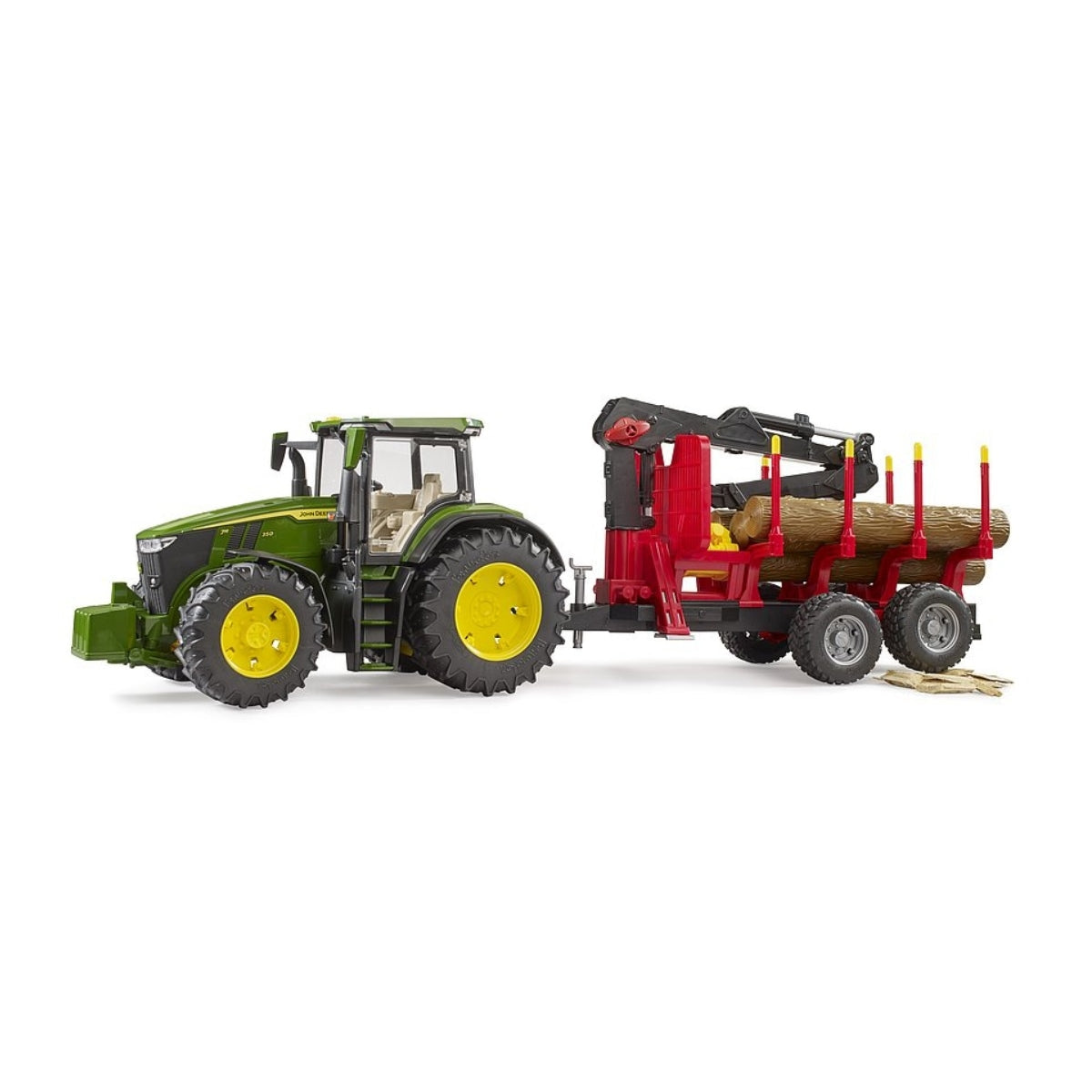 Bruder John Deere 7R 350 with Forestry Trailer, Scale 1:16