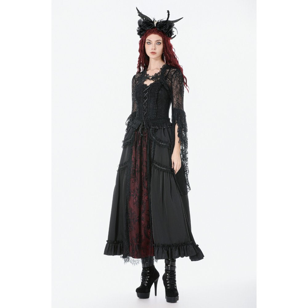 Dark In Love Lilith Gothic 3D Lace Bell Sleeve Cape – Floral Shrug
