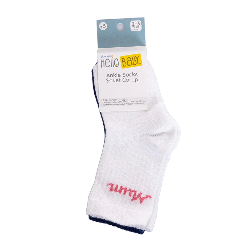 HelloBaby Unisex Pack of 3 Socks - White