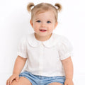 HelloBaby Girls Shirt Buttoned Berry Belle Peter Pan Collar Short Sleeve - Ecru