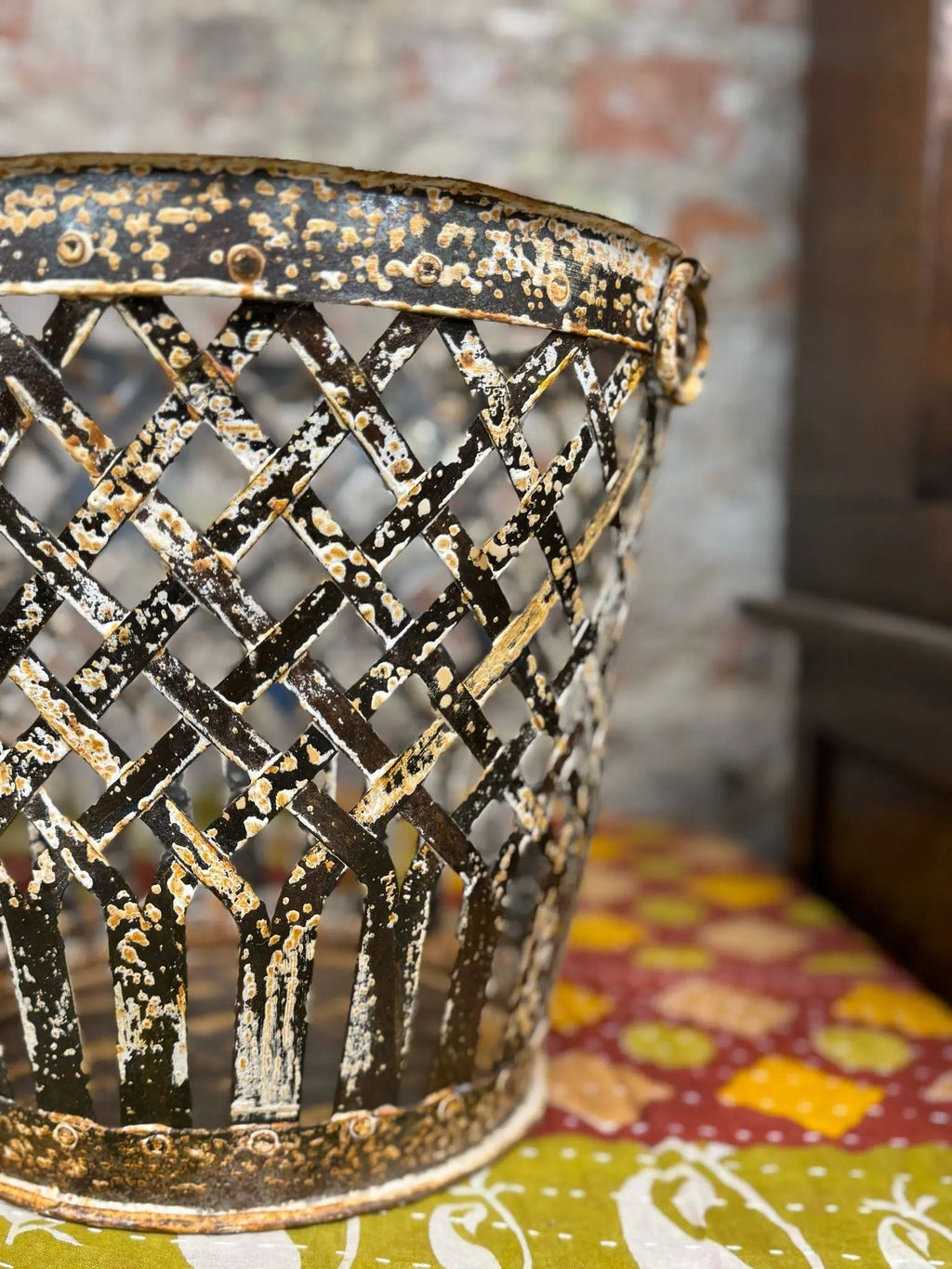 Rustic Warehouse Norfolk Reclaimed Metal Lattice Log Basket & Planter
