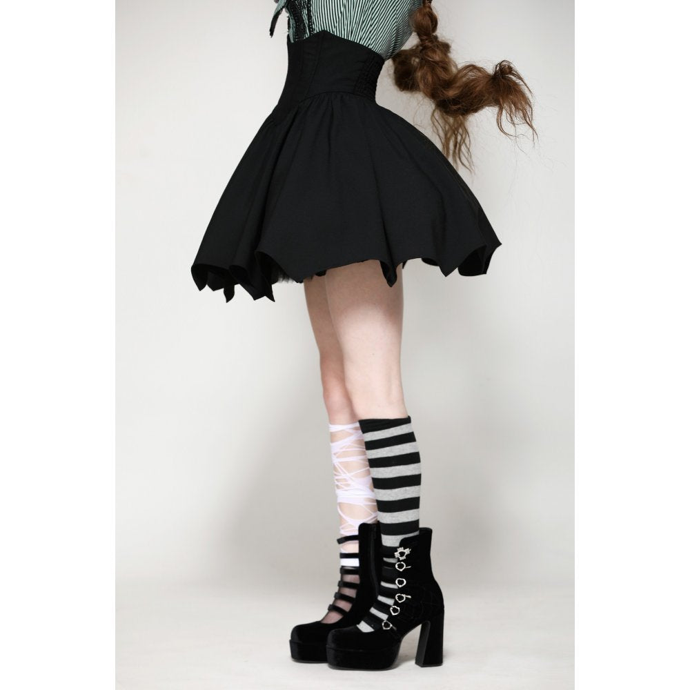 Dark in Love Keziah High Waisted Skirt – Bat Wing Hem Gothic Skirt