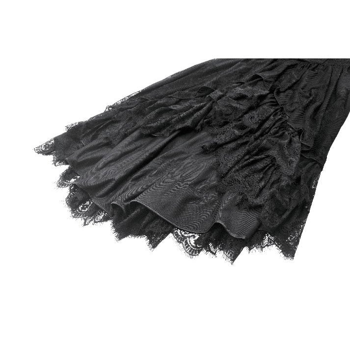 Dark in Love Soraya Gothic Lace High-Low Dress | Off-Shoulder Black