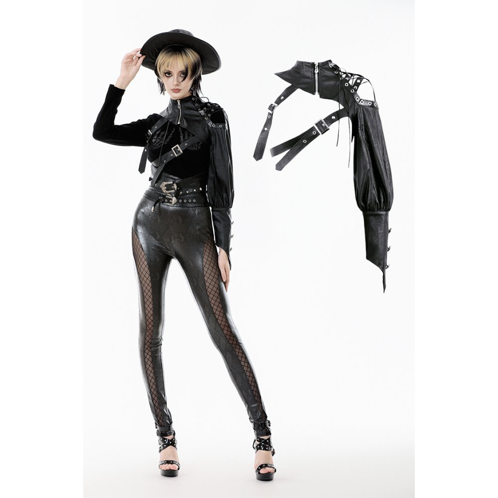 Dark in Love Zora Single Sleeve Harness Shrug | Faux Leather Alt Top