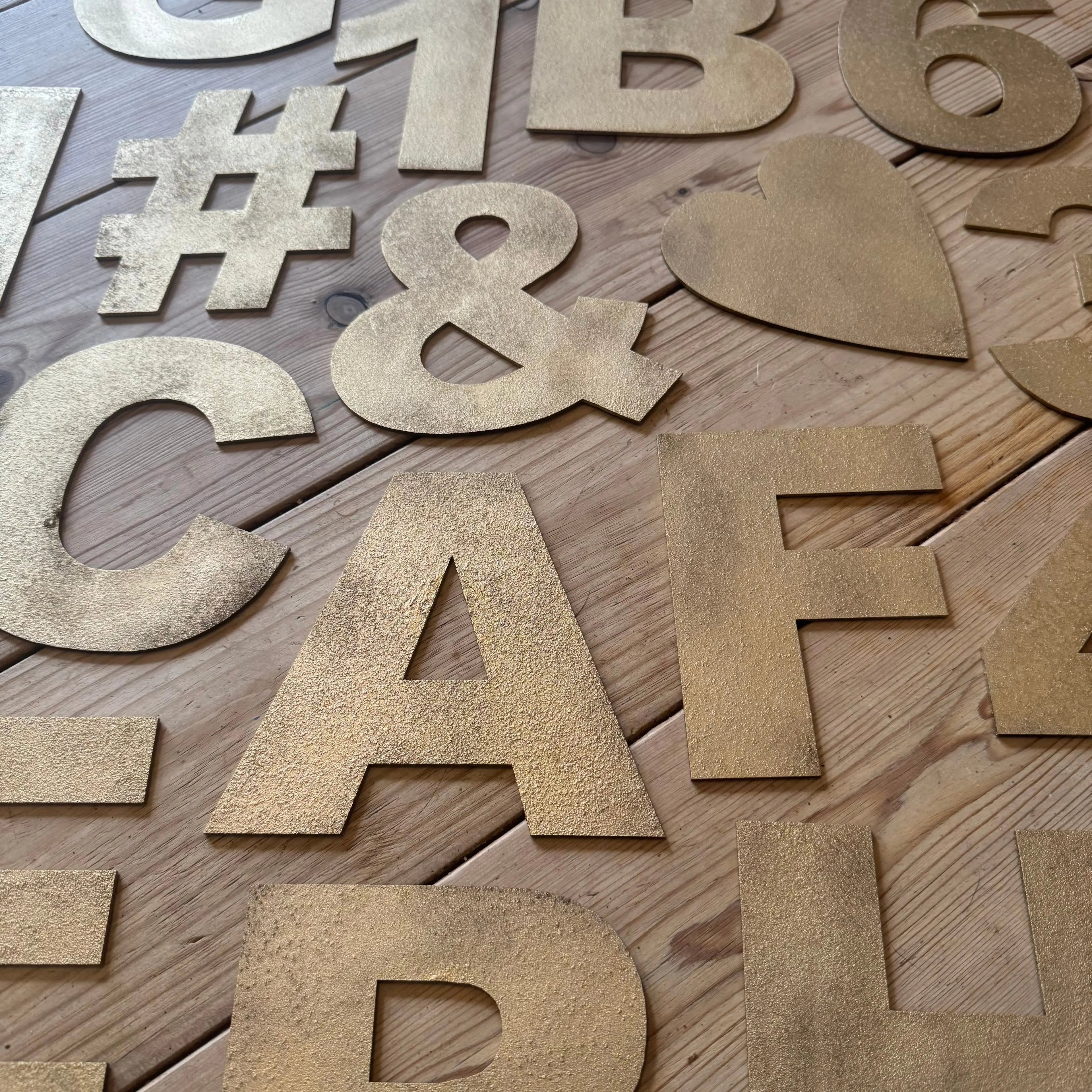 Rustic Warehouse Gold Metal Alphabet Letters – Vintage Fat Font Signage