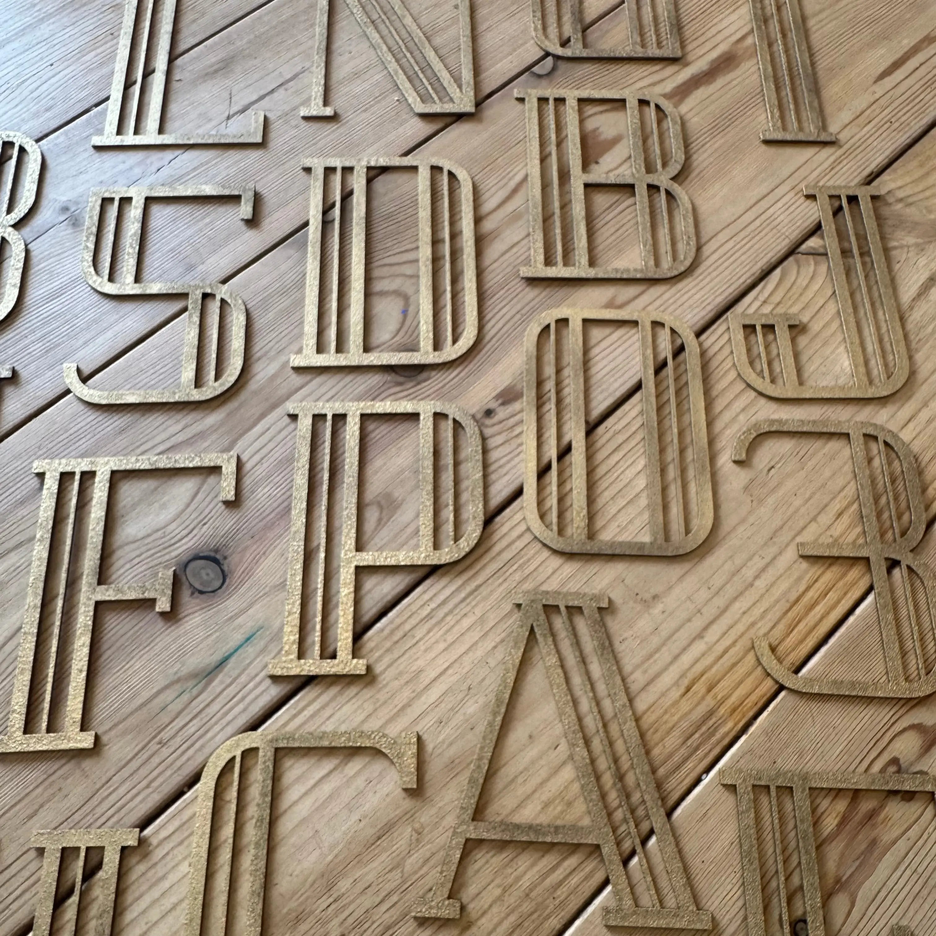 Rustic Warehouse Gold Art Deco Metal Alphabet Letters for House Signs