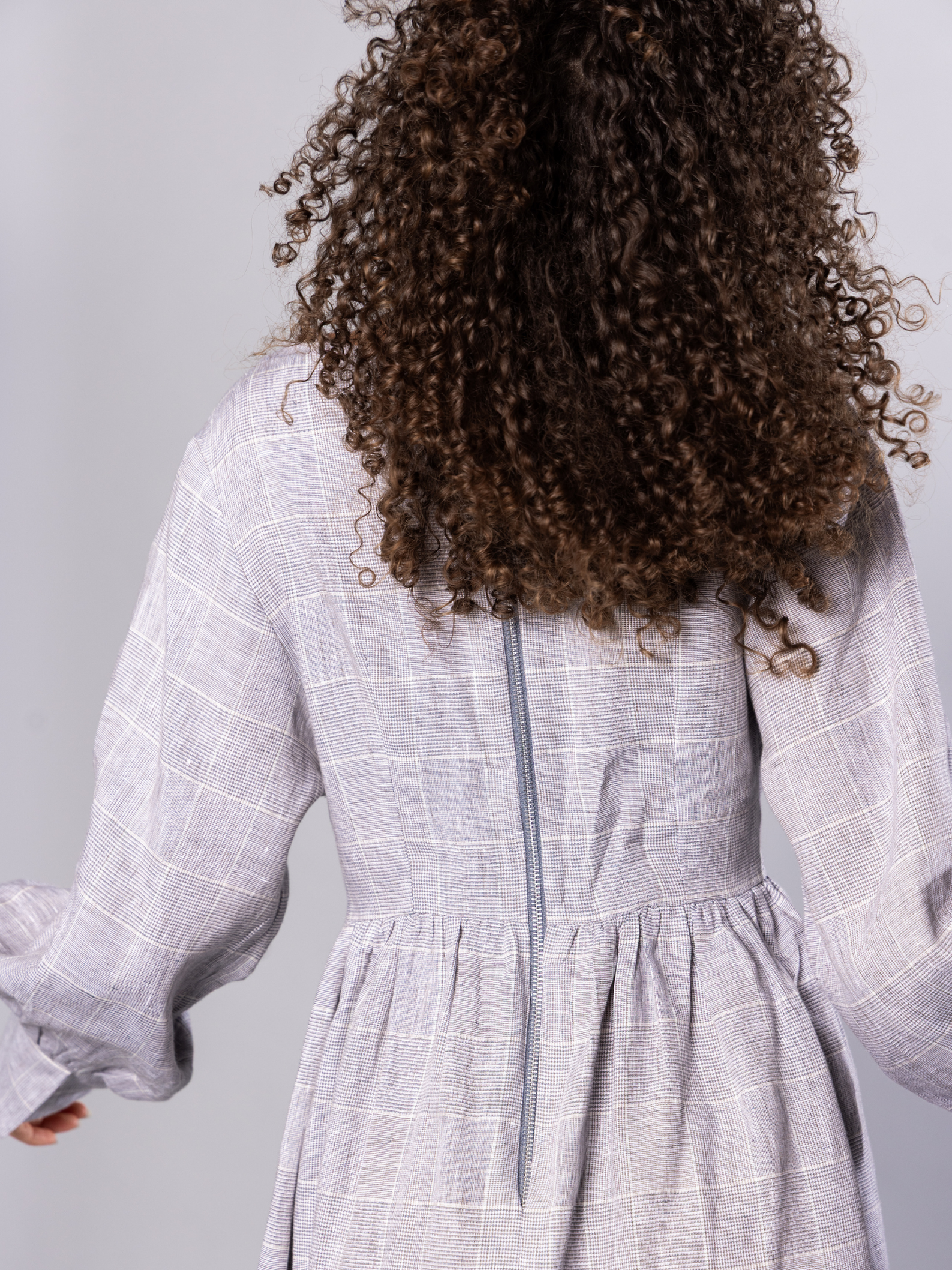 No More Nobody Michelle Maxi Dress – Organic Irish Linen Grey Check