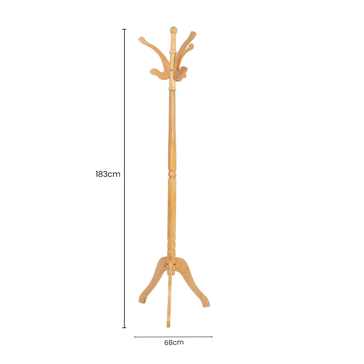 Orsina Kennedy Wooden Coat Stand – Natural Finish Scandi Hallway Rack