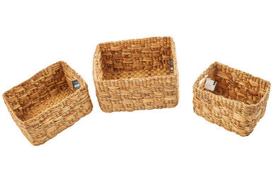 Orsina Lidi Set of 3 Natural Water Hyacinth Woven Storage Baskets