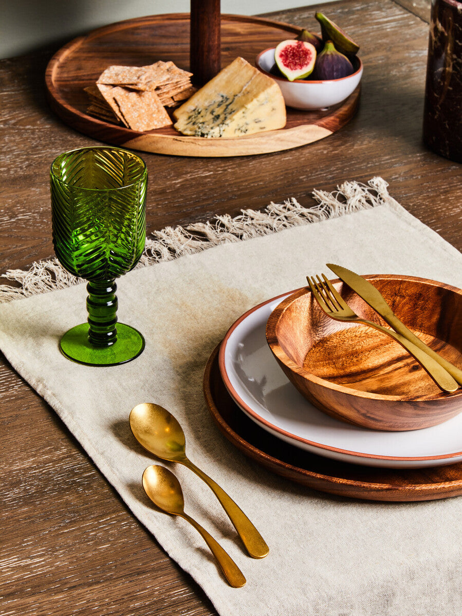 Orsina Kora Round Acacia Wood Plate – Modern Minimalist Serving Platter