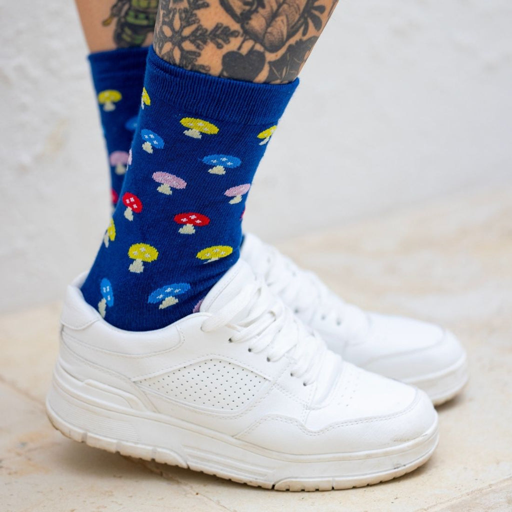 Swole Panda Mushroom Bamboo Socks – Breathable Patterned Crew Socks