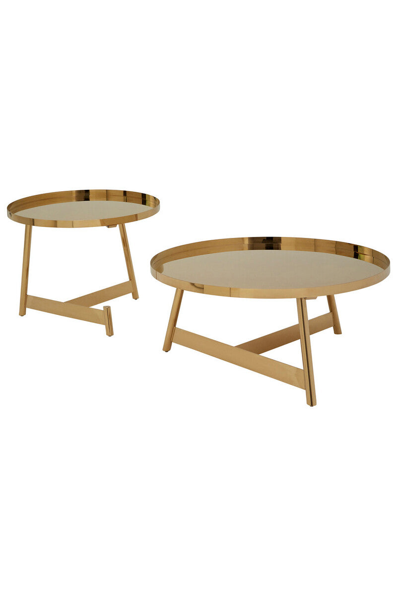 Orsina Alvaro Rose Gold Round Coffee Tables - Set of 2 Nested Frames