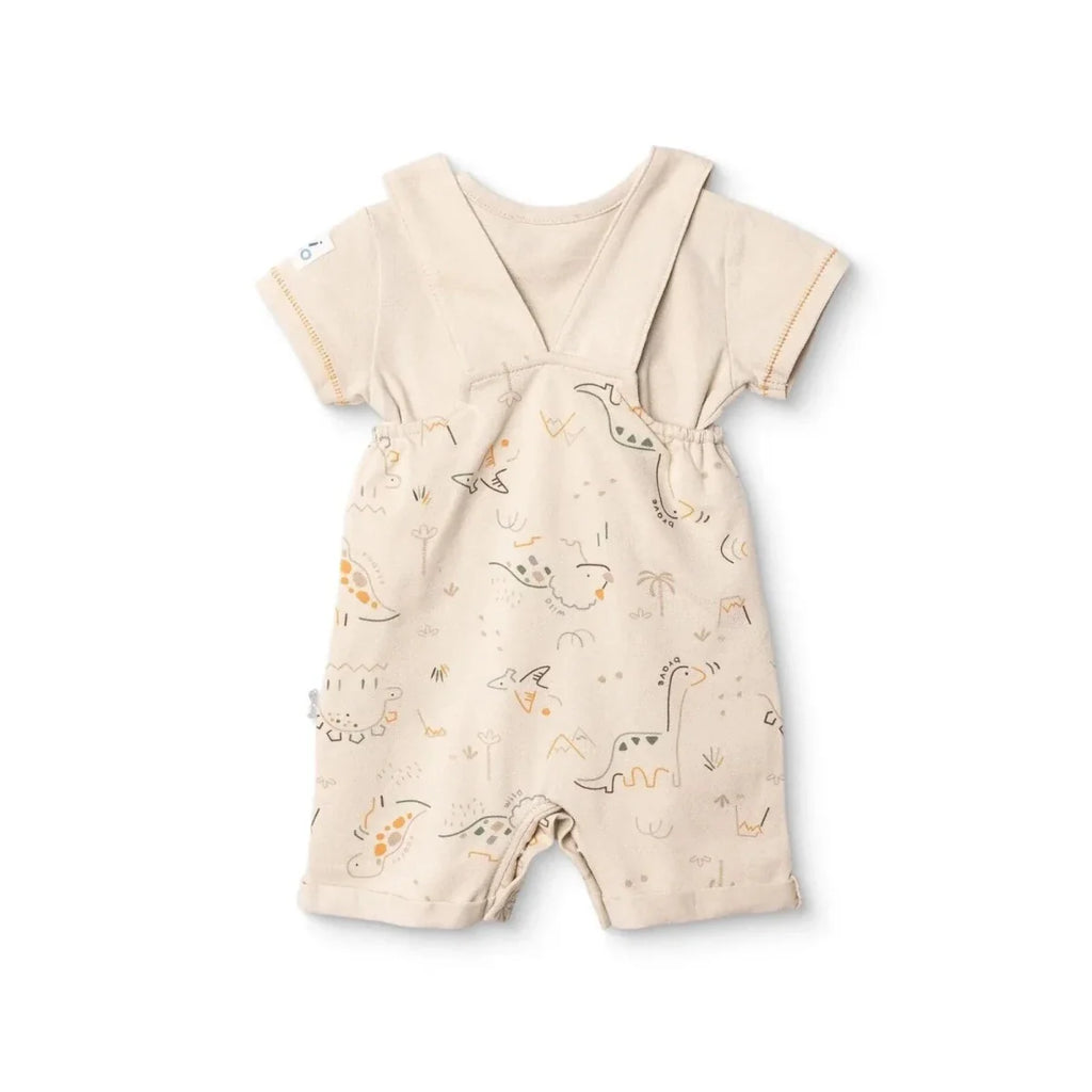 Bebetto Boys Short Dungarees & T-shirt - Beige