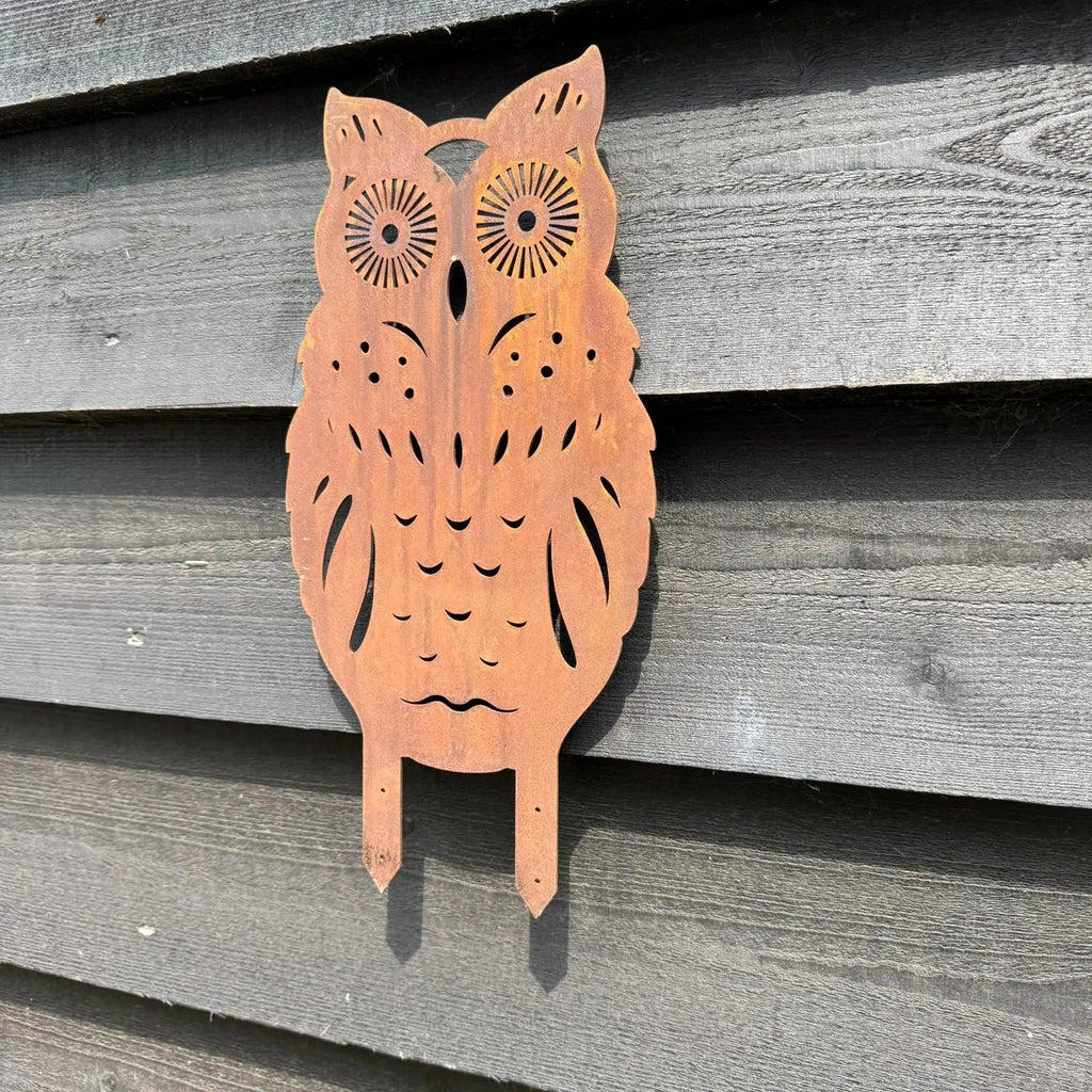 Rustic Metal Owl Garden Ornament – 35cm Steel Outdoor Sculpture