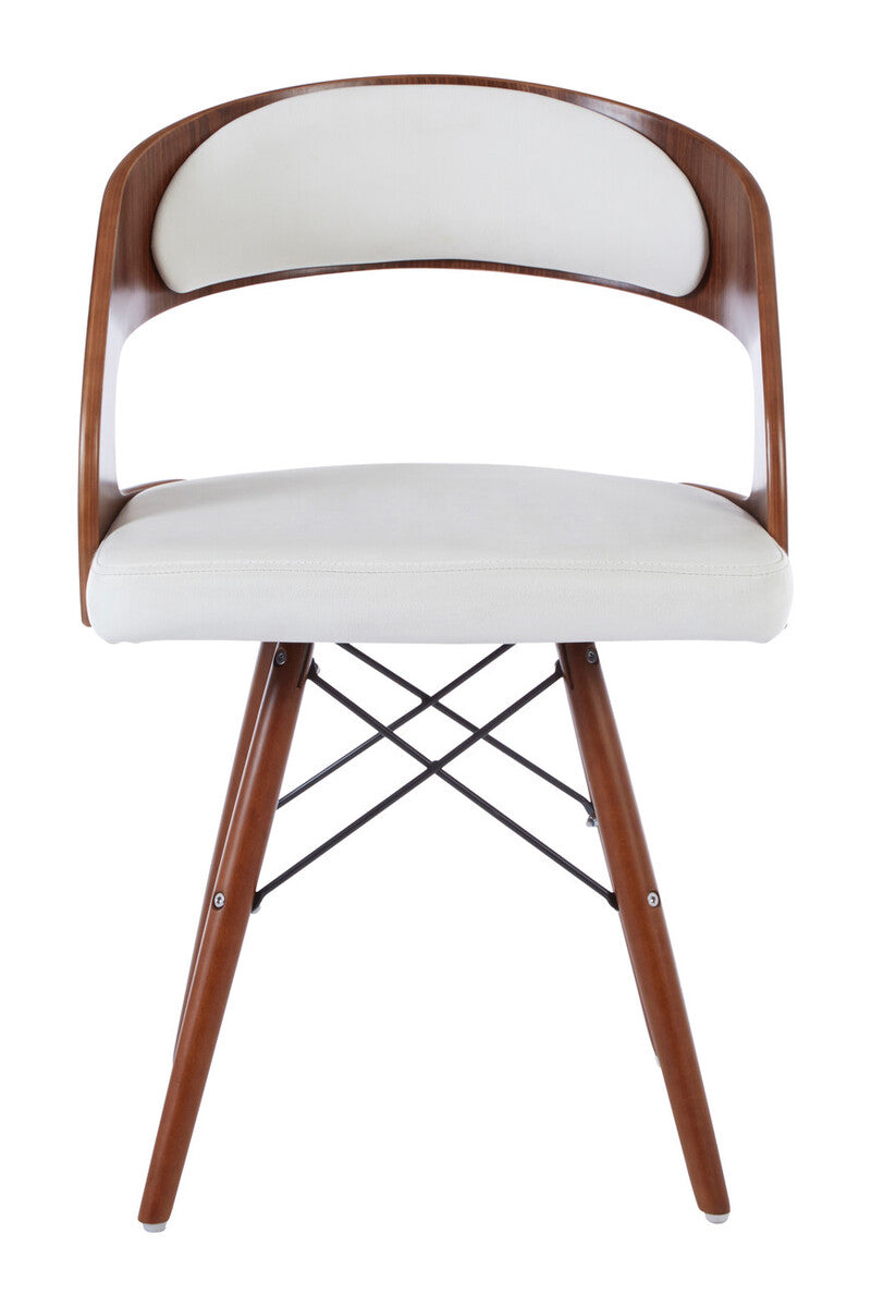 Orsina Parker White Leather Effect Dining Chair with Curved Back