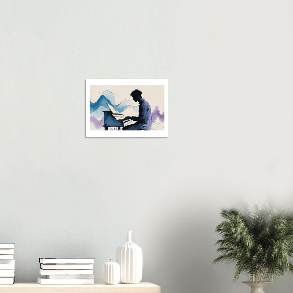 Elegant Piano Player Wall Art - Flowing Abstract Music Poster