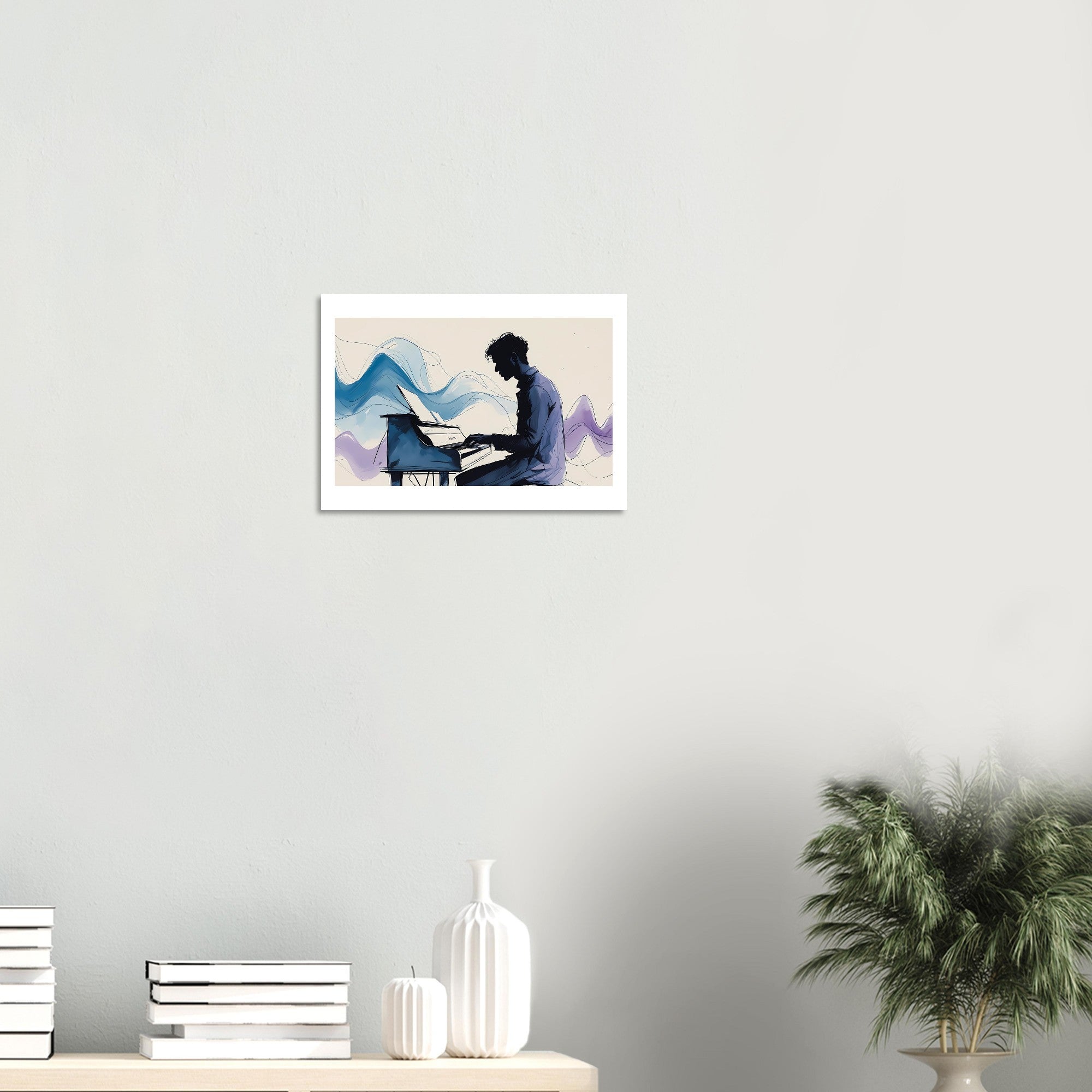 Elegant Piano Player Wall Art - Flowing Abstract Music Poster