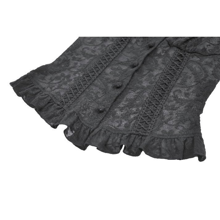 Kate's Clothing Black Floral Lace High-Neck Gothic Corset Top