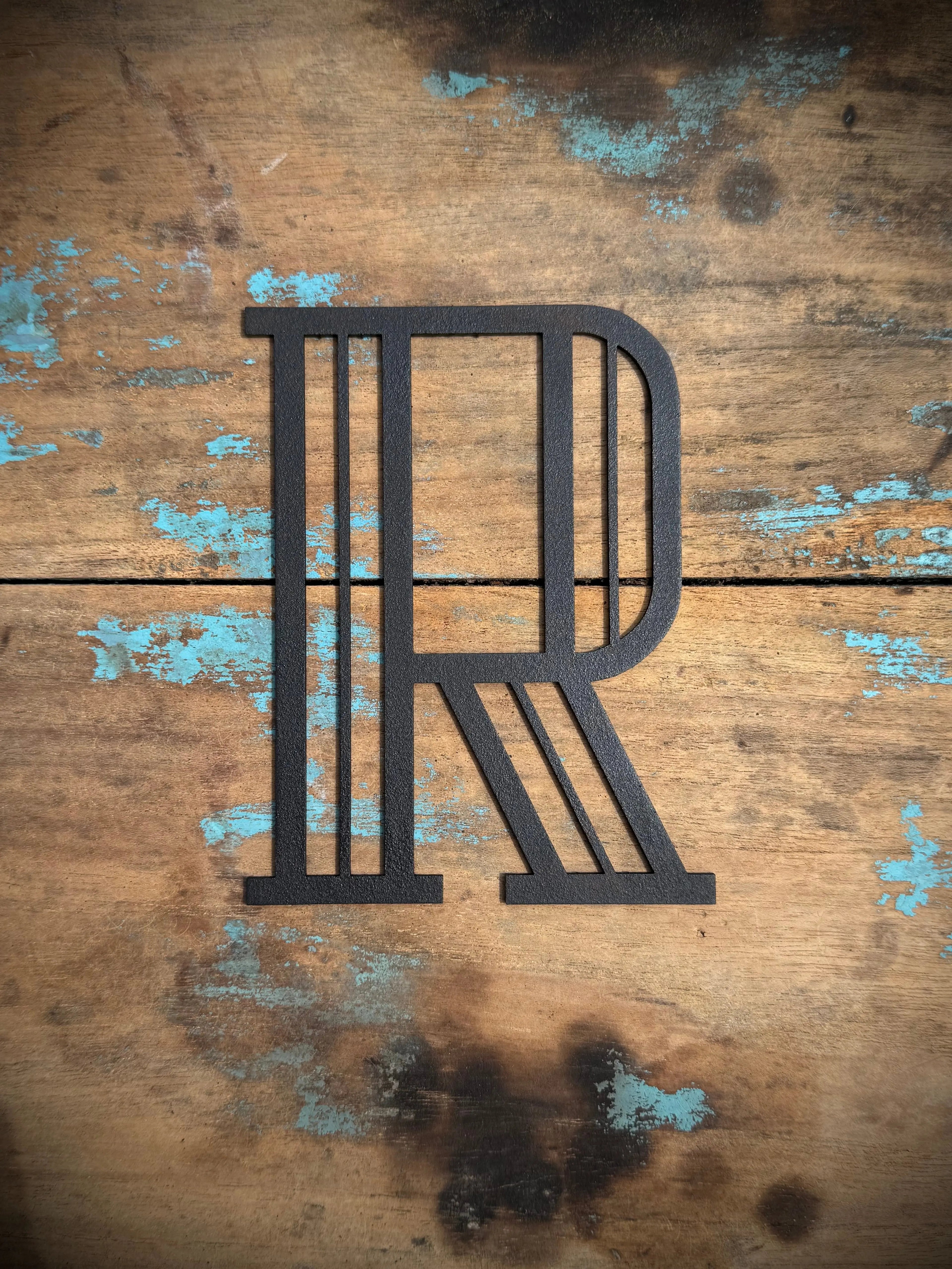Art Deco Metal Letters & Numbers | Distressed Black Steel Wall Decor