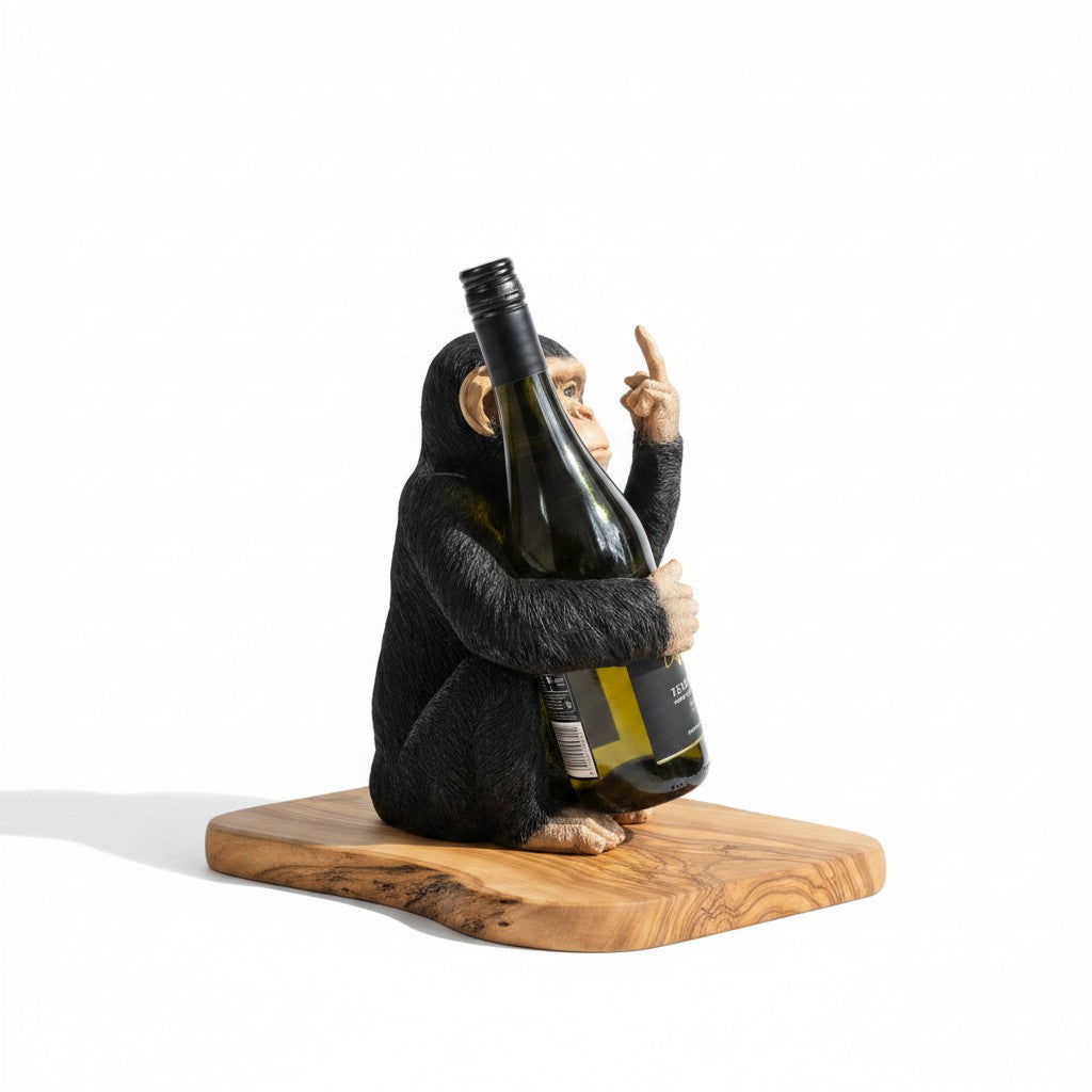 Monkey Bottle Holder Olive Wood Base