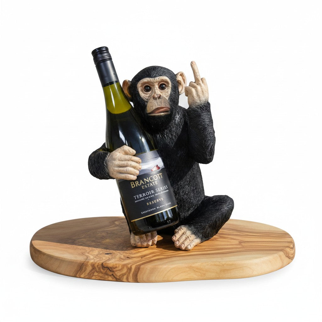 Monkey Bottle Holder Olive Wood Base