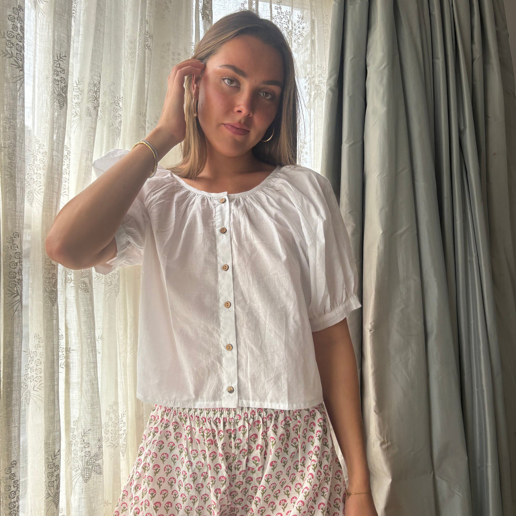 White Cotton  Pyjama Top