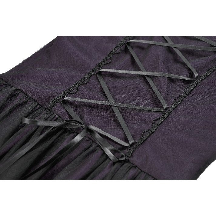 Dark in Love Lilith Gothic Maxi Dress – Black & Plum Bell Sleeve