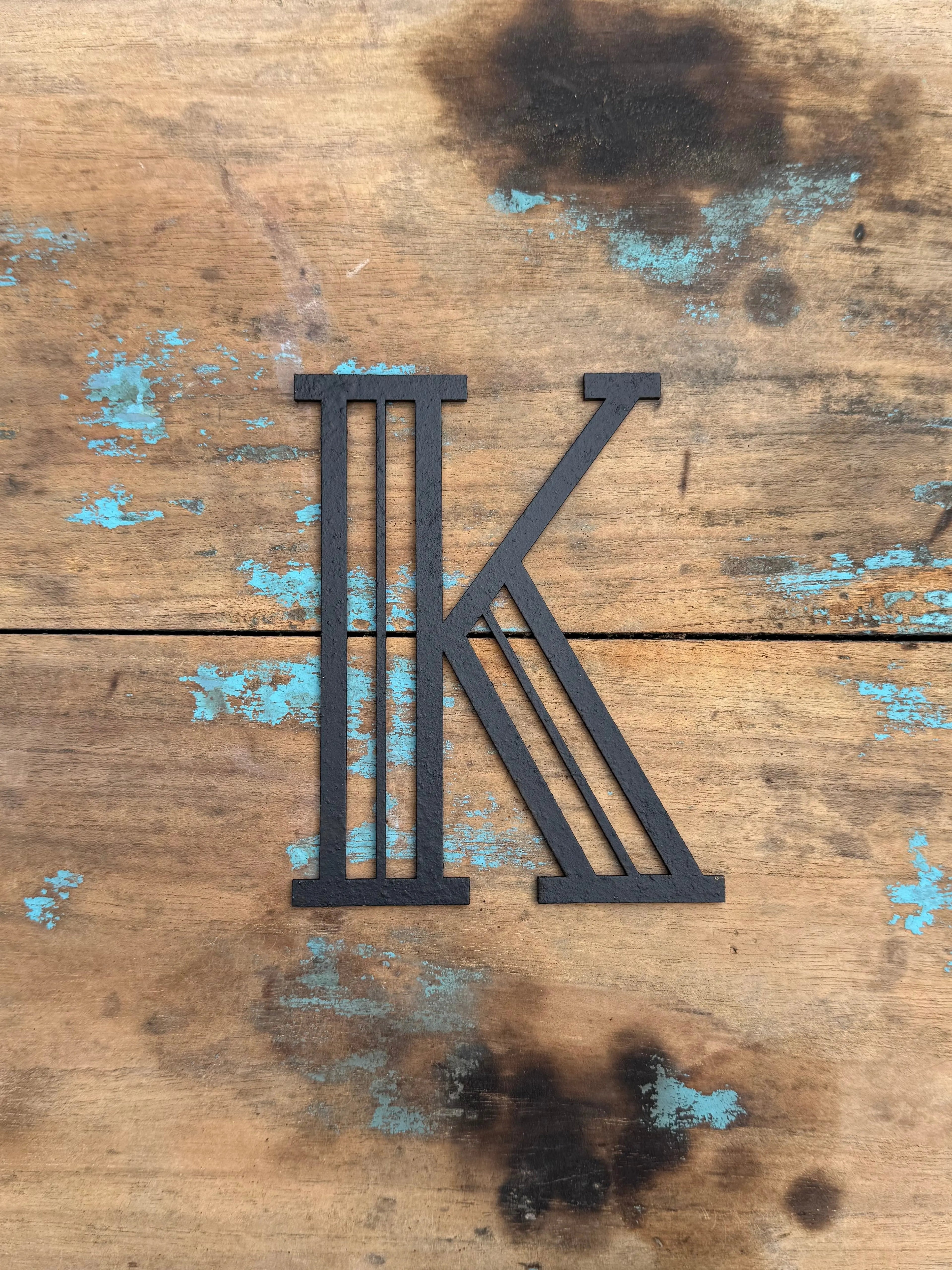 Art Deco Metal Letters & Numbers | Distressed Black Steel Wall Decor
