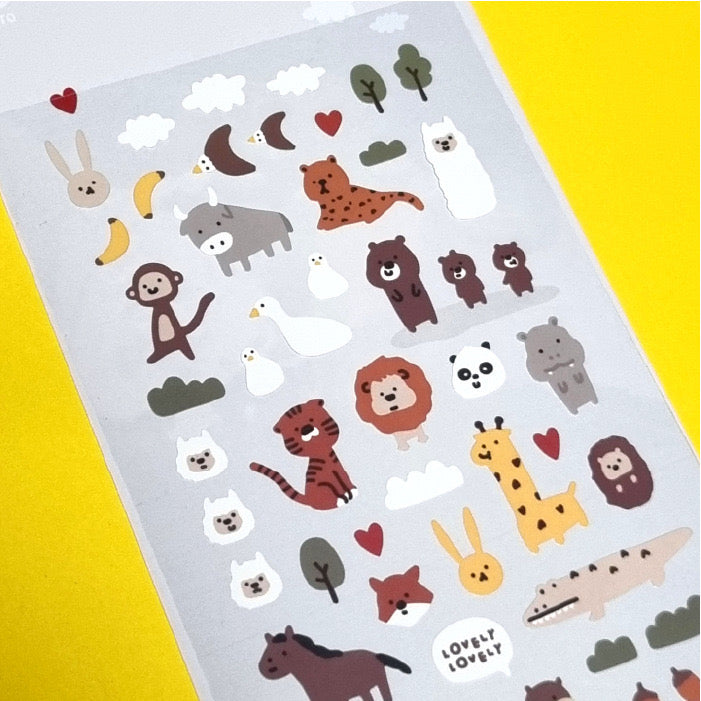Bonito Lovely Animal Stickers – Whimsical Korean Stationery for Planners