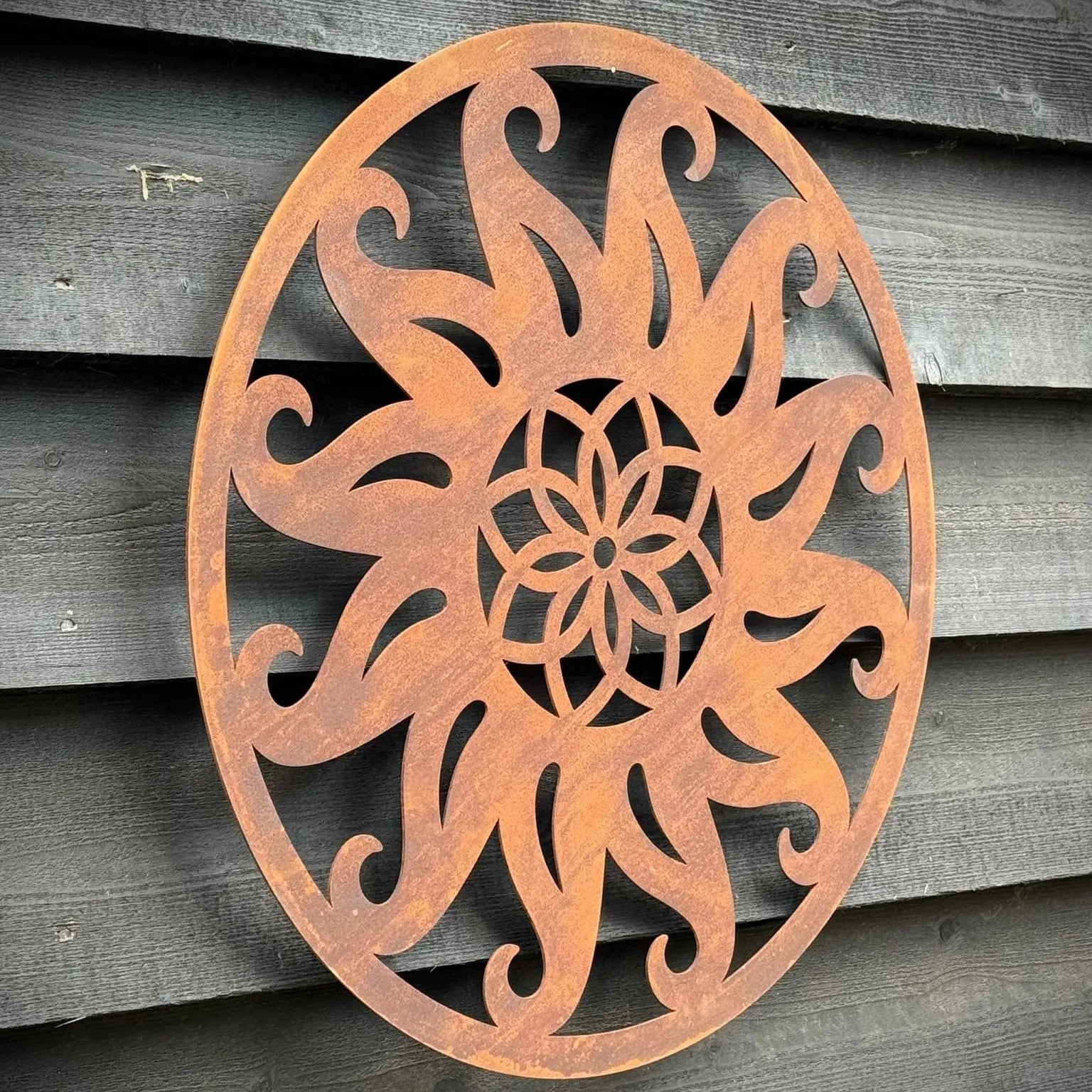 Rustic Warehouse Norfolk Metal Sun Wall Art – 55cm Steel Garden Decor
