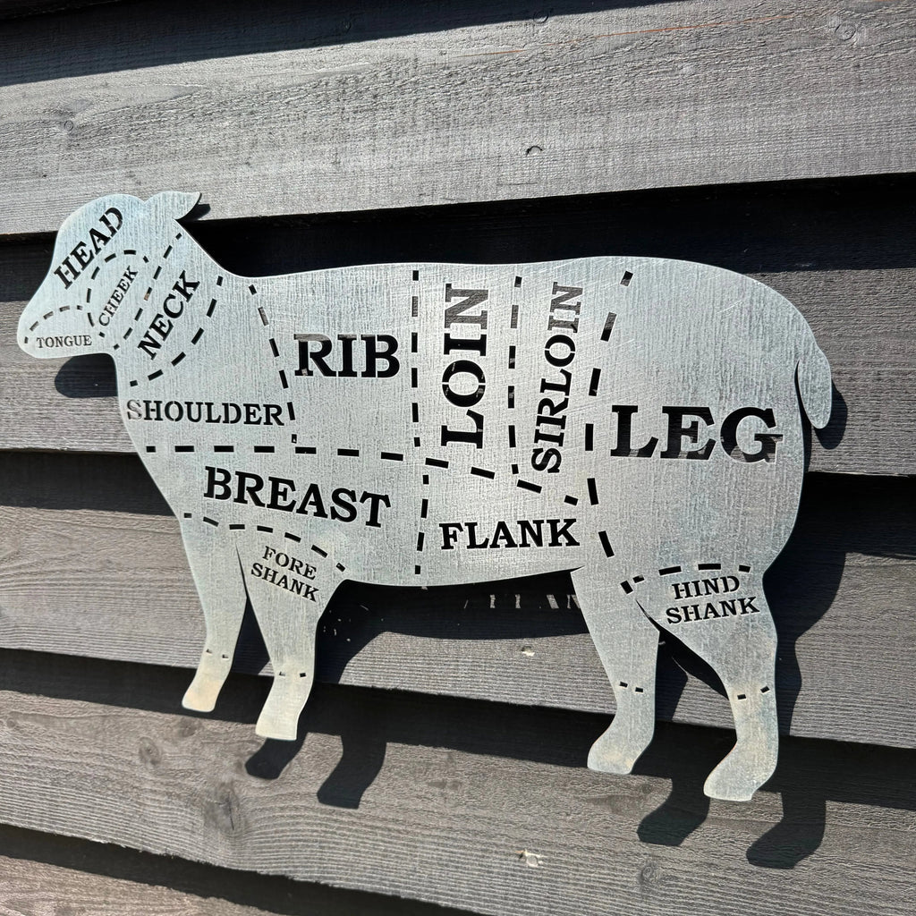 Rustic Warehouse Norfolk Lamb Metal Wall Art – Galvanized Steel Garden Decor