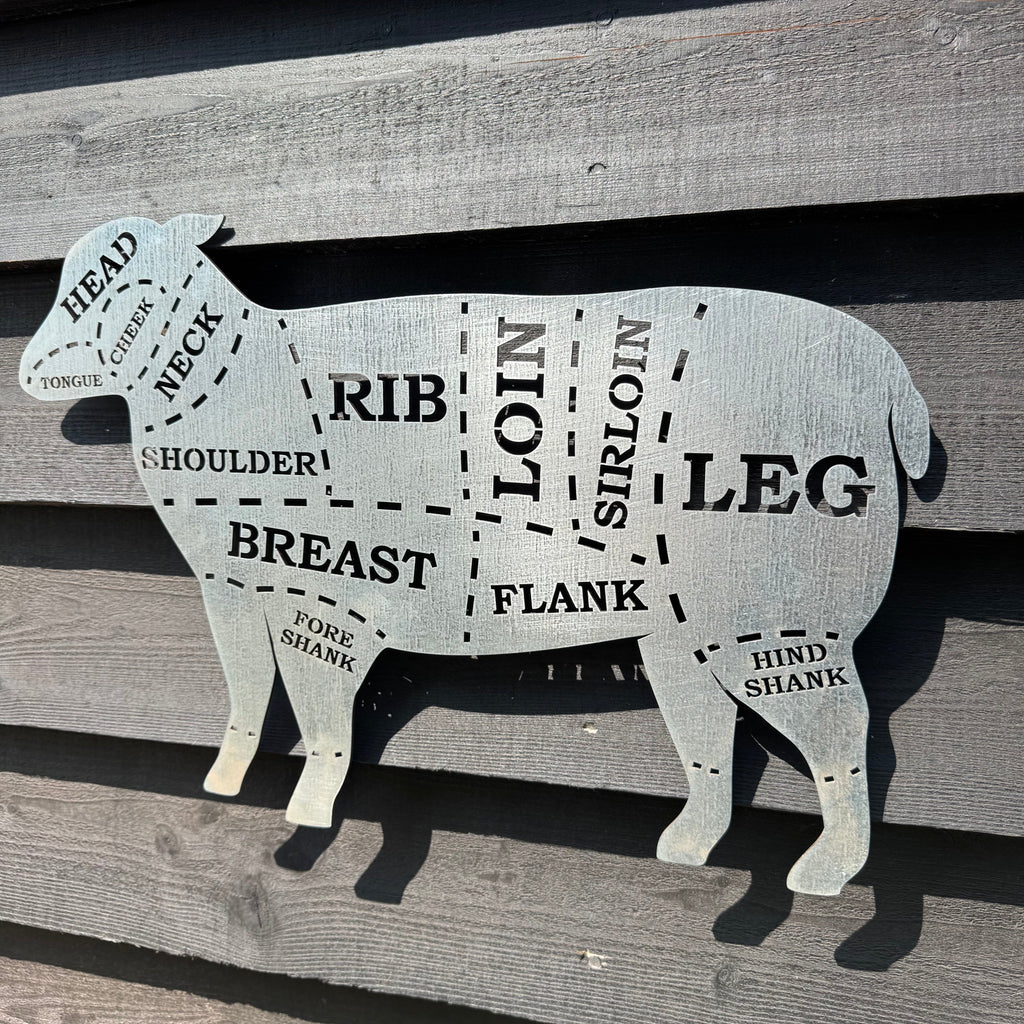 Rustic Warehouse Norfolk Lamb Metal Wall Art – Galvanized Steel Garden Decor