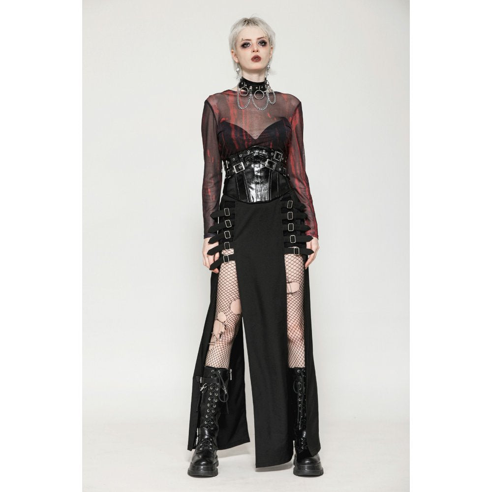 Dark in Lia Punk Love Black Patent Leather Waist Corset with Metal