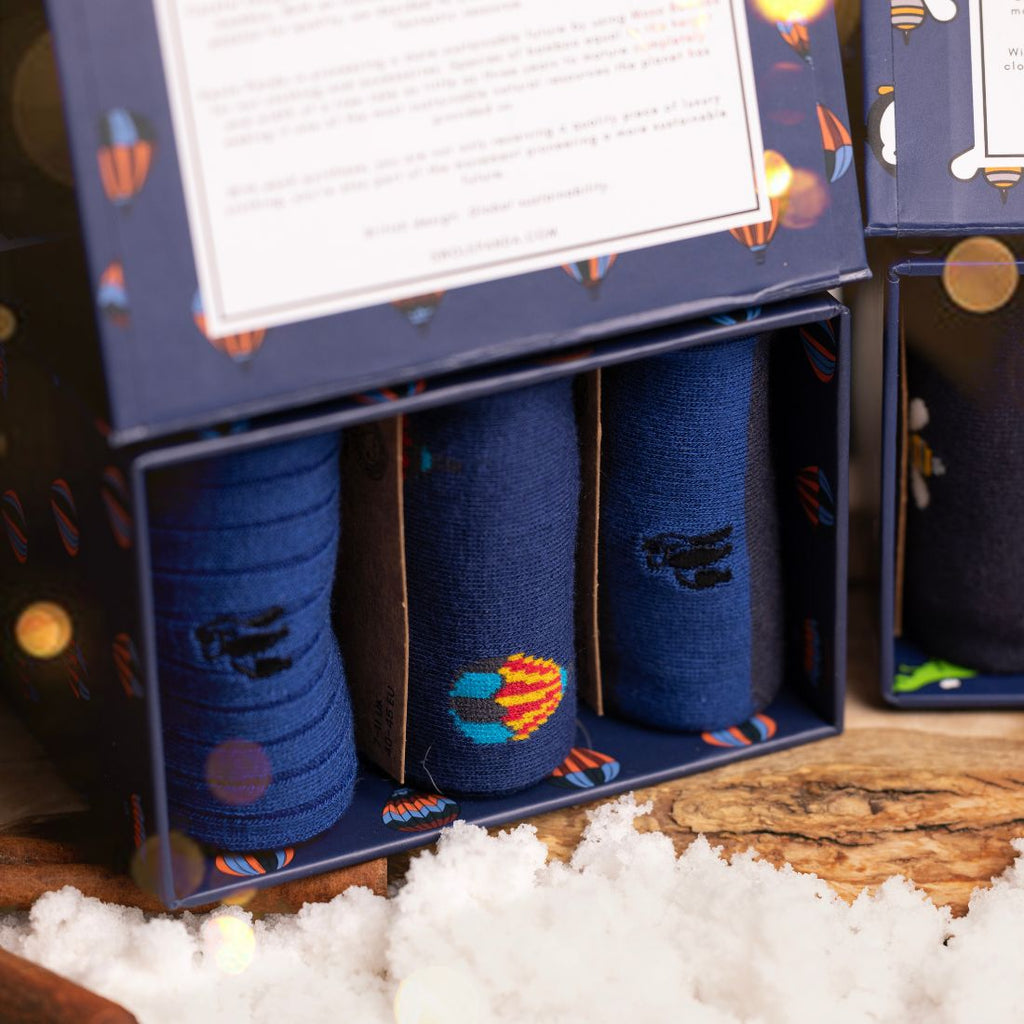 Swole Panda Men's Bamboo Socks Gift Box – 3 Pair Hot Air Balloon Set