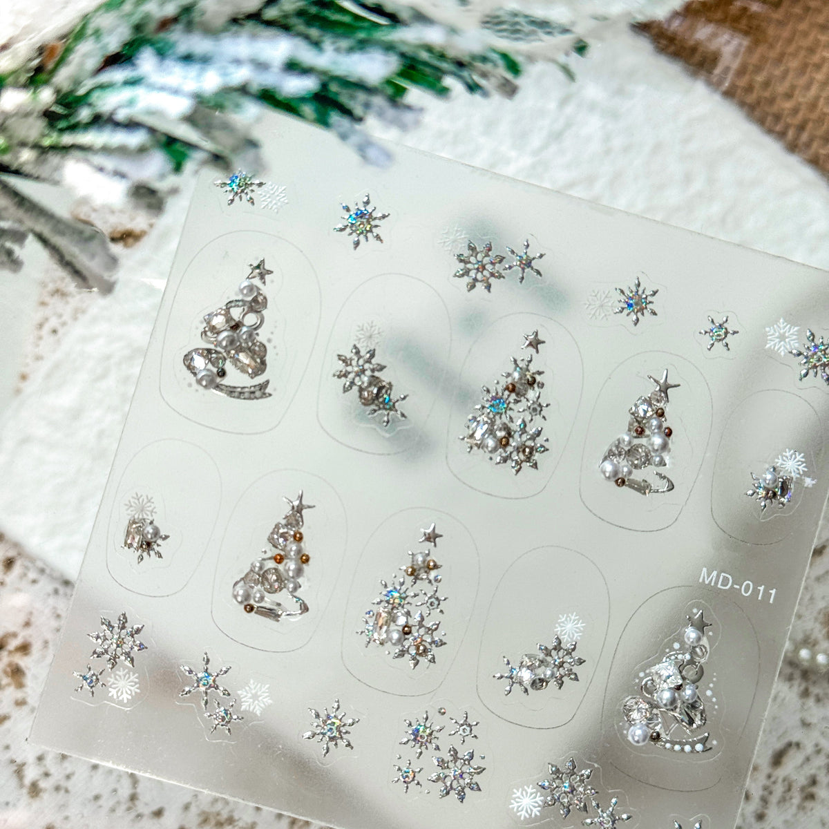 Silver Christmas Tree Nail Art Stickers – LuLuFun Studio Holiday Decals