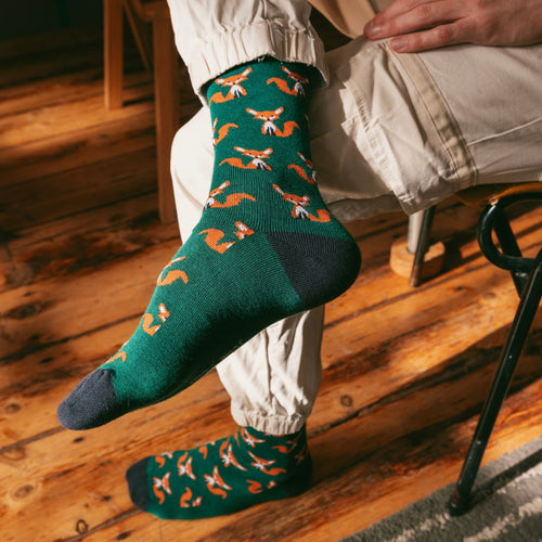 Swole Panda Fox Bamboo Socks – Comfort Cuff Diabetic Socks for Men