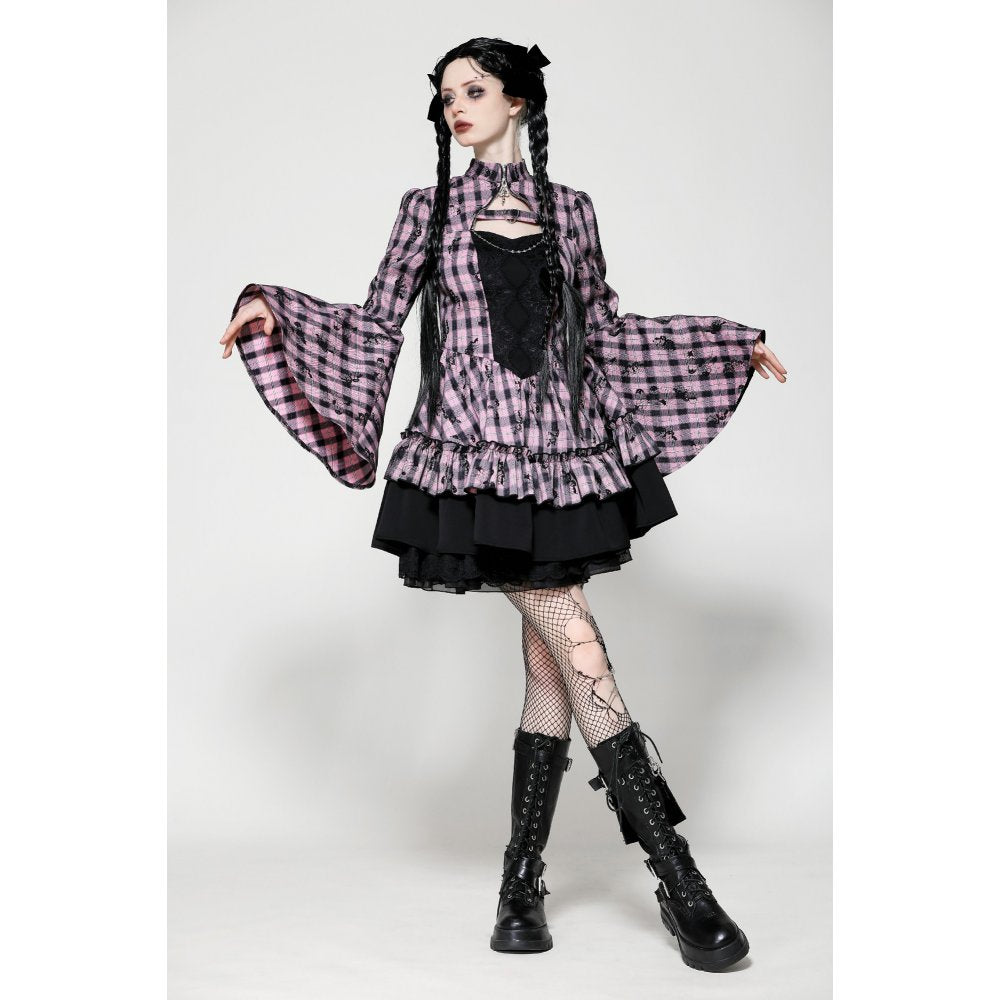 Dark in Love Ellery Pink Butterfly Dress with Bell Sleeves