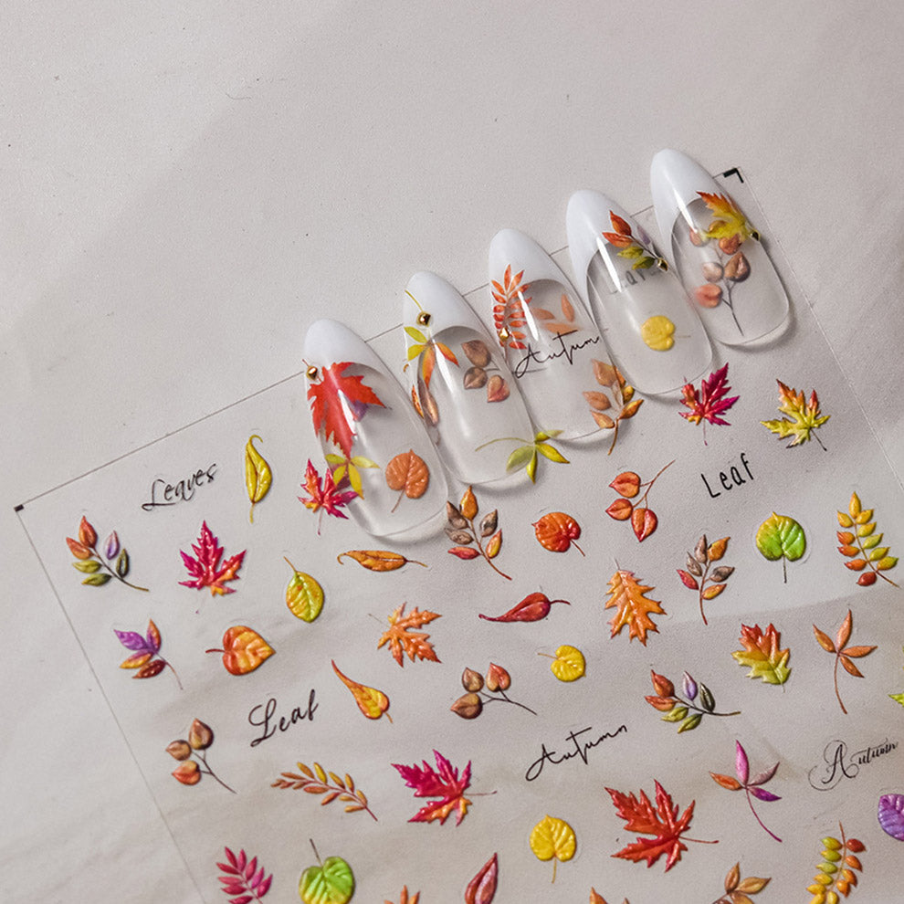 LuLuFun Studio Autumn Leaf 5D Nail Deco Stickers - Ultra-Thin 1 Sheet
