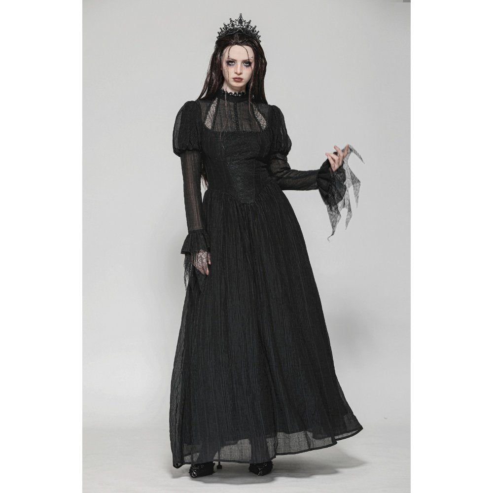 Dark in Love Harlow Gothic Lace Maxi Dress – Victorian Enchantress Style