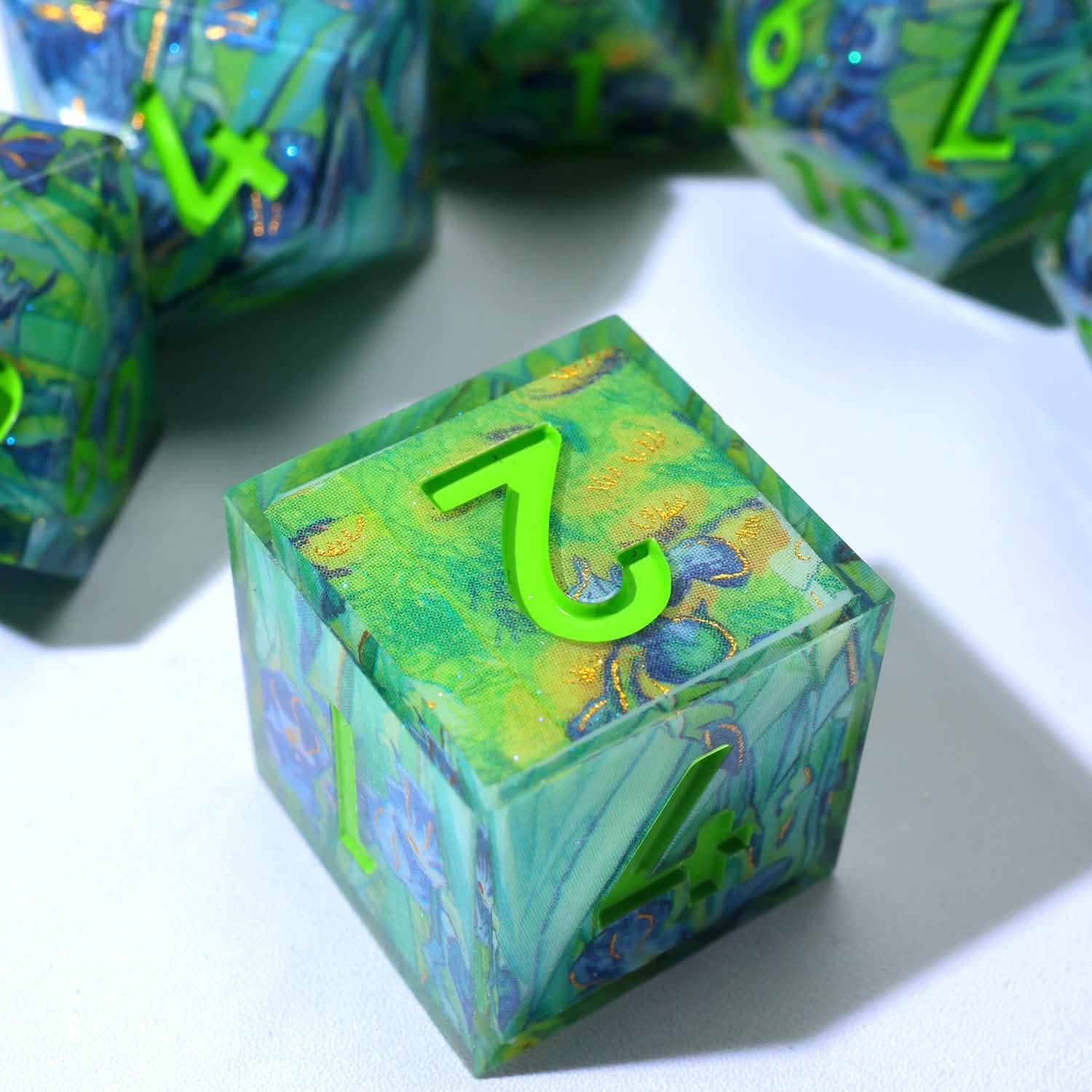 Bluemorn Grove | Sharp Edge Dice | Resin | 7 Piece Set