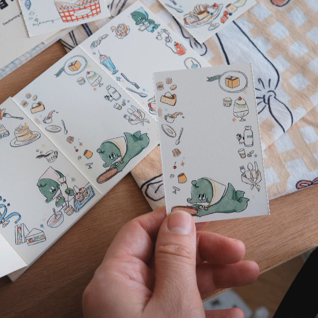 LuLuFun Studio Bunny and Crocodile Memo Notepad - 30 Hand-Painted Notes