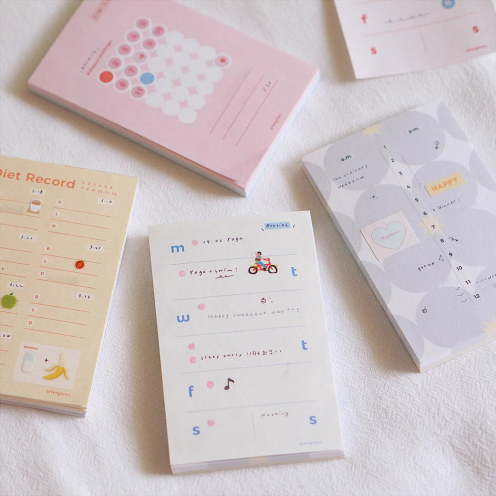 Habit Tracker Memo Note Pad by LuLuFun Studio - 60 Sheets, 105x67mm