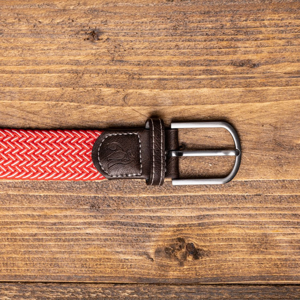 Swole Panda Red & White Fine Weave Recycled Woven Elasticated Belt