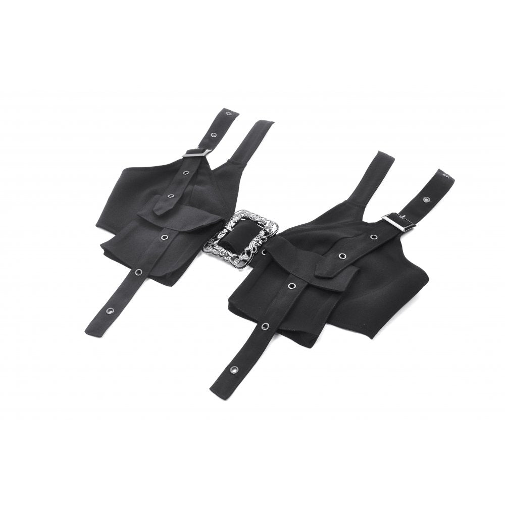 Dark in Love Evangeline Buckled Utility Crop Top - Black Goth Darkwear