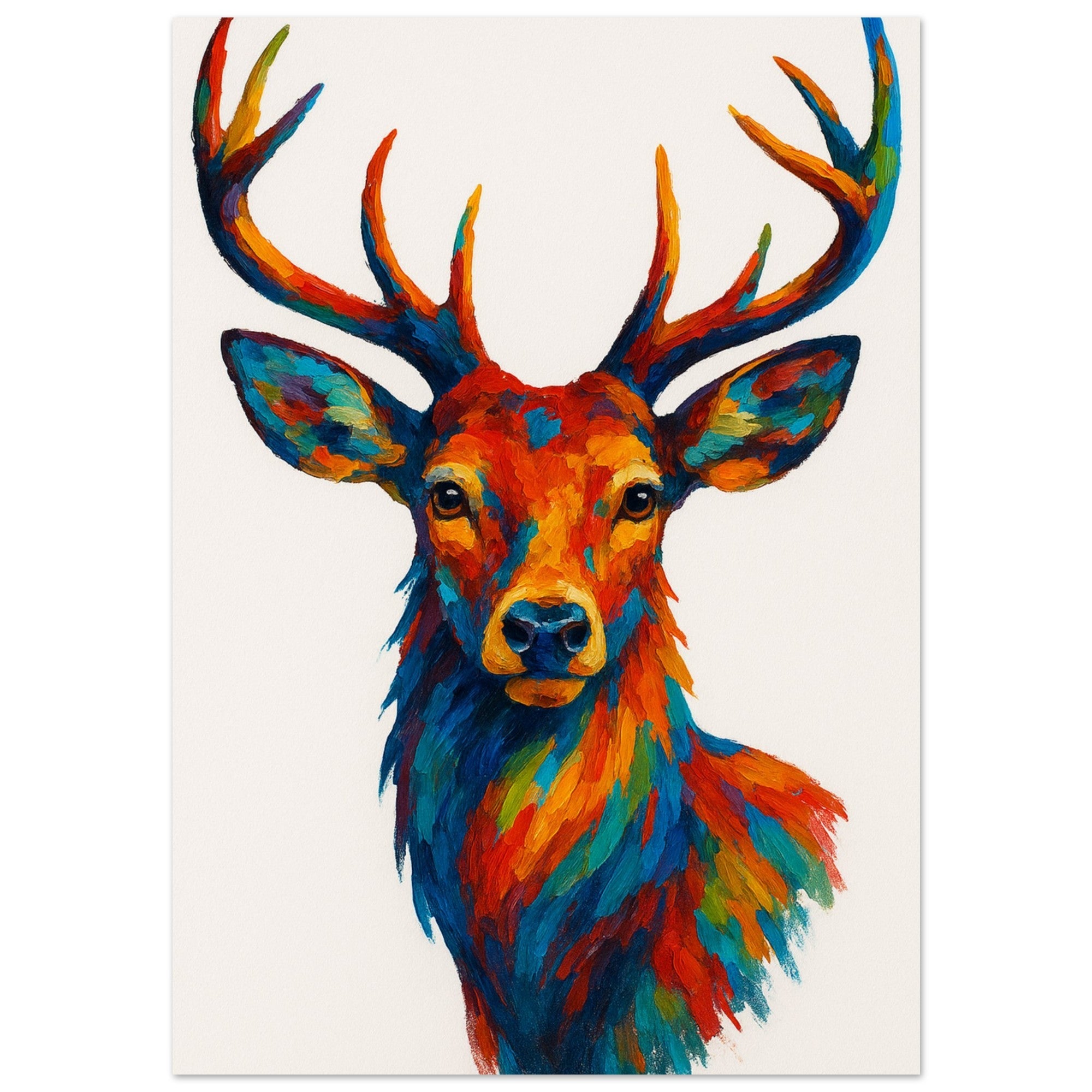 Majestic Stag Portrait Poster - Modern Deer Wall Art - Wildlife Decor